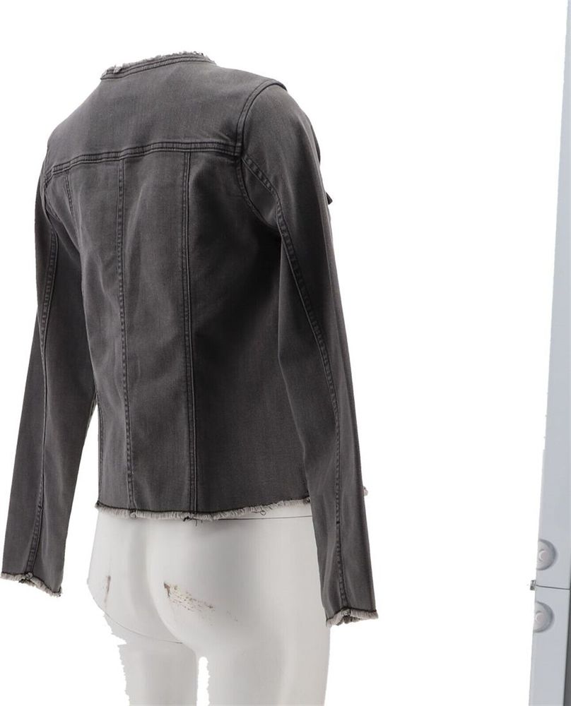 LOGO Lori Goldstein Denim Jacket Frayed Edges Grey Wash A397995D - Picture 6 of 8